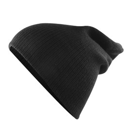Kids Beanie Warm Knit Beanie Hats Boys Girls Winter Hat Soft Slouchy Hats for Kids Black