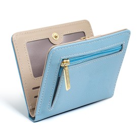 Pomelo Best Women's Small Purse with RFID Protection, Mini Wallet Made of Soft PU Leather, Stylish Design with Print, Lightweight and Practical for Everyday and Travel, Sea Blue, S, Casual