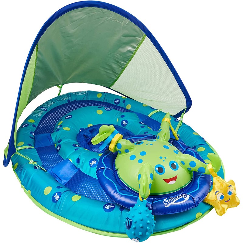 SwimWays Inflatable Baby Spring Pool Float Activity Center with Canopy,