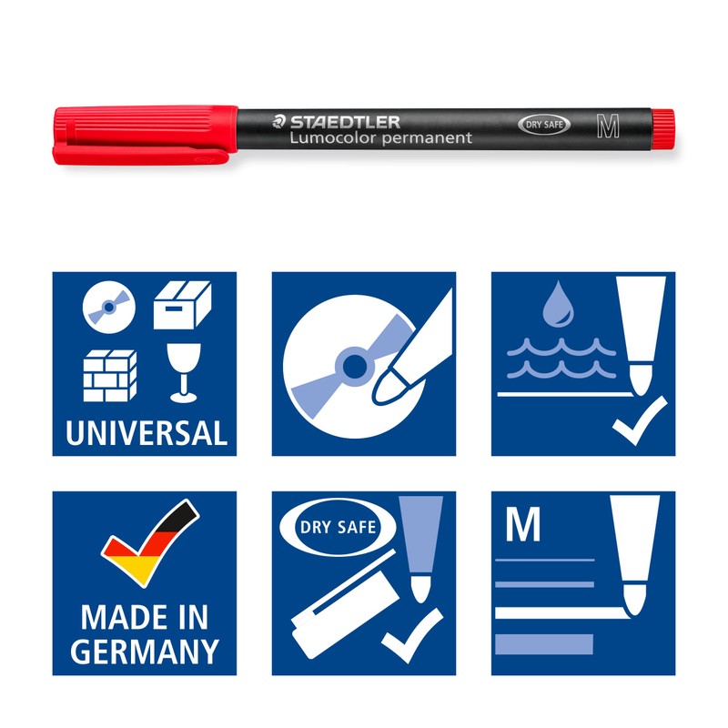 STAEDTLER Lumocolor permanent universal pen, smudge-proof and waterproof, dries in