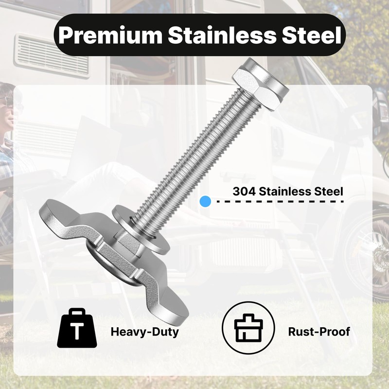 Vandrabase 8Pcs M8 x 60mm Stainless Steel L-Track Double Lug
