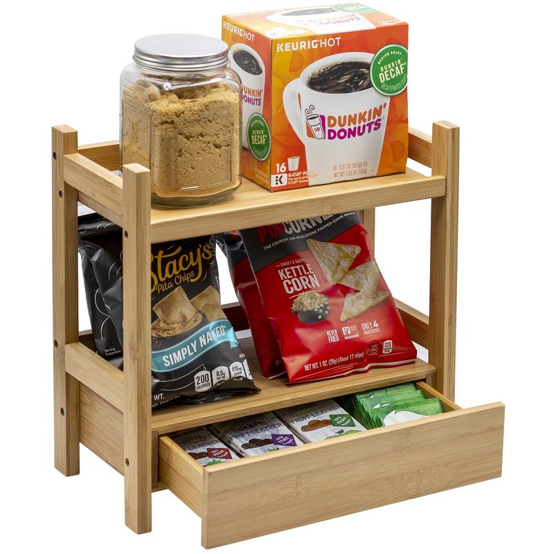 Sorbus Bamboo Bathroom Counter Organizer – 2-Tier Shelf with Hidden
