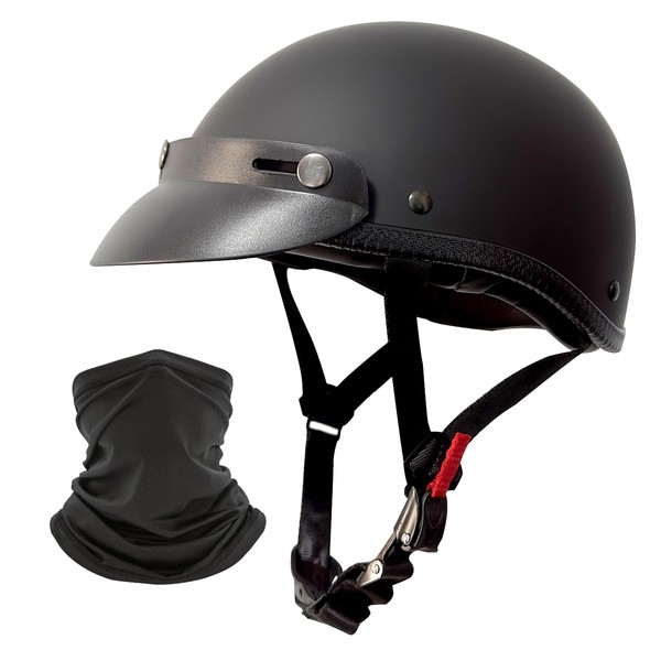 Motorcycle Half Helmet,Half Shell Helmet,Matte Black,DOT/FMVSS 218 Approved (Medium)