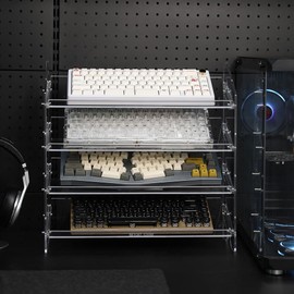 Acrylic Keyboard Display Stand,Mechanical Keyboard Storage Rack,Multilayer Acrylic Organizer,Desktop Shelf Holder for Customized Keyboard (4 Tiers,Short)