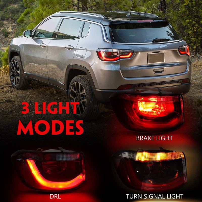 Huray Left Outer Tail Light Fit for Jeep Compass 2017-2021