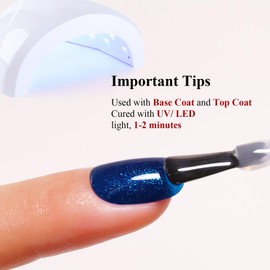 Ozzeal Glitter Gel Polish, Deep Blue Glitter Gel Nail Polish Sparkle Shimmer Gel Glitter Nail Polish Autumn Winter Soak off LED UV Gel Nail Polish for Art DIY Manicure 15ML