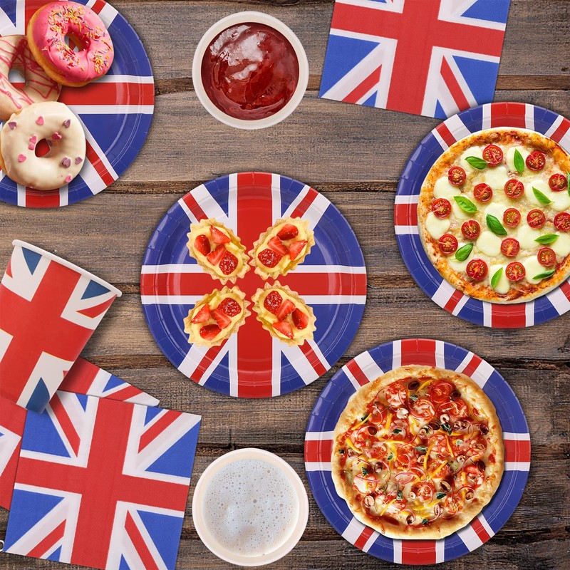 WedDecor Union Jack Paper Plates, King Charles III Coronation Royal