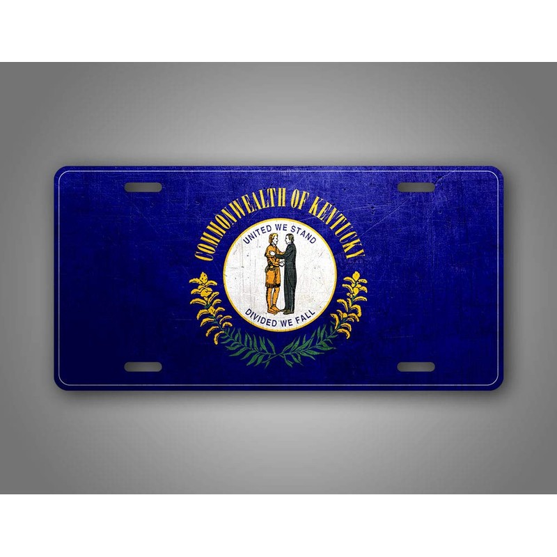 Kentucky Weathered Metal Flag License Plate Antique KY State Flag