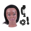 FOMIYES Hair Braiding Training Head with Real Hair Black Skin