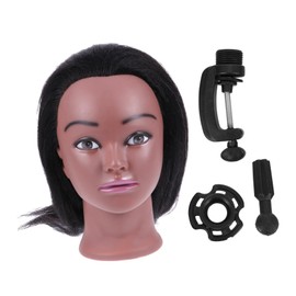 FOMIYES Hair Braiding Training Head with Real Hair Black Skin Mannequin for Cosmetology Practice for Styling and Display