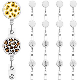 18 Pieces Sublimation Retractable Badge Holder Blank Sublimation Tag Holder DIY Retractable Heat Transfer ID Badge Holder with Clip for ID Card Holders, Keys, Name Tag (White)