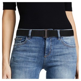 JASGOOD No Show Women Stretch Belt Invisible Elastic Web Strap Belt with Flat Buckle for Jeans Pants Dresses
