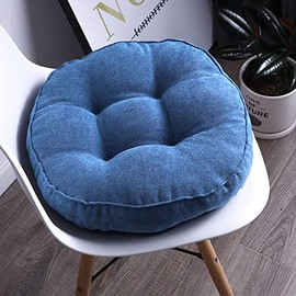 vctops Round Chair Pad Seat Cushion Solid Color Soft Chair Pads Comfy Velvet Cushion Pillow for Kitchen Dining Office Chair Kids Reading (Dark Blue,Diameter 16")