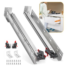 BAIDICE 1 Pair Soft Close Drawer Slides 9 12 15 18 21 24 Inch 80 lb Capacity Full Extension Hidden Side Mount Rails with Rear mounting Bracket Locking Devices（9 inch,1 Pair）