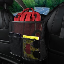 Cavalcade Car Net Pocket, Back Seat Mesh Organizer, Automotive Console Handbag Holder, Netting Pouch Storage Bag for Car, Barrier of Backseat Pet Kids, Black