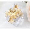 Gyn&Joy Gold Tone Green Emerald Colored Rhinestones Mini Frog Laple