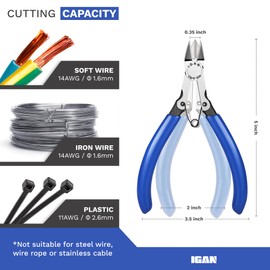 IGAN IGAN-330 Flush Cutters, Precision Wire Cutter, Flush Pliers, Wire Snips, Electrical Cutters, Sprue, Side & Small Wire Nippers, Diagonal Cut Snips, Ideal for Electronics & Precision Cutting Needs