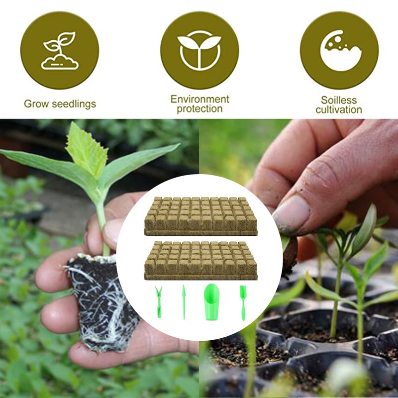 LONGHAO 50 + 4 x Wool Plant Stoppers, Rock Wool