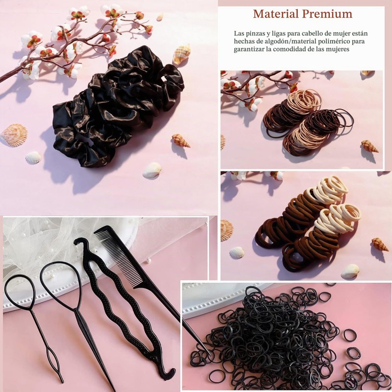 1209PCS Ligas para Cabello,Ligas Elásticas para Niñas y Mujeres, Set