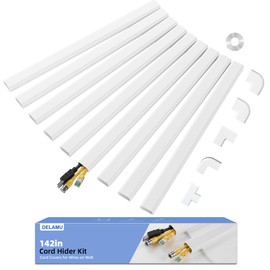 Delamu Cord Hider Cable Hider, Cord Covers for 2-3 Wires on Wall, PVC Wire Hider Covers for Cords, Easier Setup Cable Cover Management, White