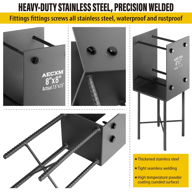 8"x8" (Actually 7.5"x7.5") Heavy Duty U-Shaped Fence Post Holder Bracket,