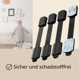 GADGETTO Universal Child Safety Lock for Cupboards and Drawers (Pack of 10) - Safe Cupboards, Drawers, Flaps, Devices from Curious Babies - Child Safety for Your Home (Black)