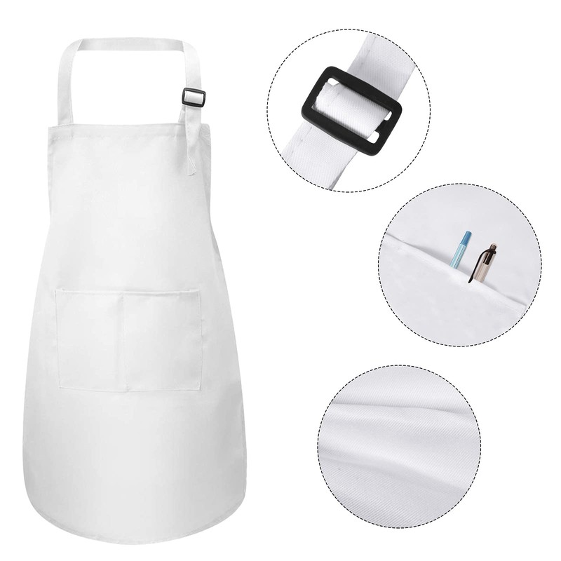 White Kids Apron and Chef Hat Set, Children Aprons for