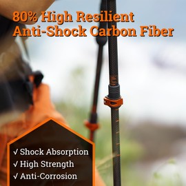 ELEMENTS PLAYERS 80% Trekking Poles for Hiking 3K Anti-shock Carbon Fiber Ultralight Telescopic Collapsible - Professional Open Terrain (2PC)