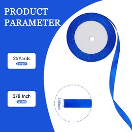 25 Yard Royal Blue Satin Ribbon Roll, 3/8 Inch Fabric Ribbon for Craft Bows Rose Bouquet, Holiday Gift Wrapping, Party Decoration