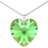 Sterling Silver August Birthstone Necklace Peridot Pendant Chain With Sparkly Heart Crystal Jewellery for Women Gift for Girlfriend, Mum, Wife Birthday, Anniversary & Valentine’s 18 inch