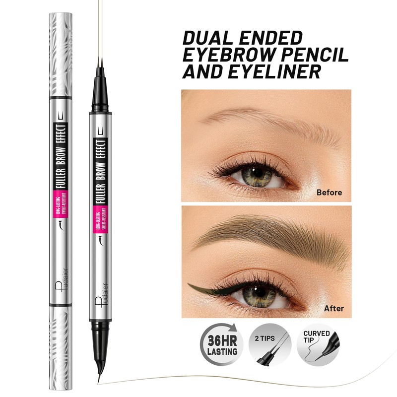 2 Pack Microblading Eyebrow Pen, 2-in-1 Dual-Ended Waterproof 2 Fork