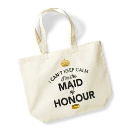 Maid of Honour Gift Bag Wedding Tote Keepsake Present Hen Party (Natural)