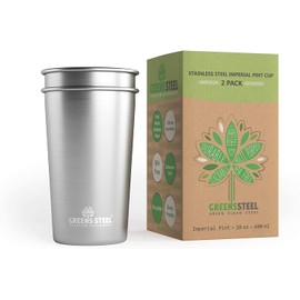 Greens Steel Stainless Pint Cup - 600ml /20oz | Stainless Steel Stacking & Reusable Drinking Set for Hot & Cold Drinks | Anti Scratch, Non Slip, Non Fade & BPA Free | for Travel & Camping