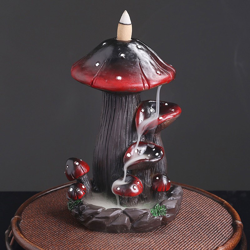 Mushroom Backflow Incense Burners Handcrafted Exquisite Details Resin Backflow Incense
