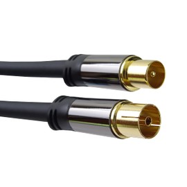 Premium Cord HQ TV Aerial Cable M/F 75 Ohm (135 dB) 4x Shielded Metal Connector Length 1.5 m