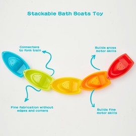 Bath Toys for Kids Ages 1-3, 13 PCS Mold Free Toddler Bath Toys for 2-4 Floating Bathtub Water Toys Stacking Square Cups and Bath Boats for Babies 6-12 Months Early Learning Educational Gifts