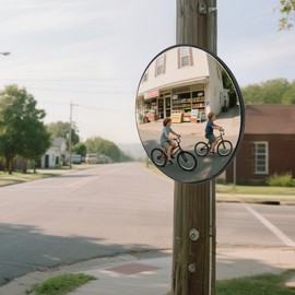 12" Convex Security Corner Mirror, Clear View Driveway Mirror with Adjustable Fixing Bracket & Wide Angle, Indoor and Outdoor Use for Driveway Warehouse Garage Safety or Store and Office Security