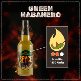 SPYCE Habanero Hot Sauce, Vegan, Gluten Free, Low Sodium, Non-GMO, No MSG, No Sugar, No Filler (10 oz, Green Habanero)