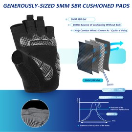 BIKINGMOREOK Cycling Gloves Men Women Half Finger Breathable Cycling Gloves Dark Black S