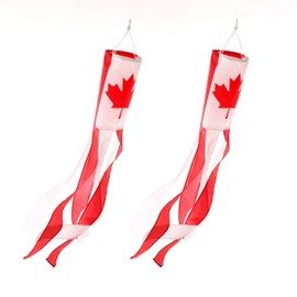 Canada Canadian Flag WindSock 2 Pack Stripes Wind Socks For Yard And Garden Flag,Front Porch Hanging Waterproof Suitable For Every Season ,40Inch.