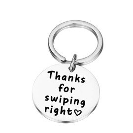 PLITI Boyfriend Swipe Right Online Dating Gift Thanks for Swiping Right Keychain Couple Jewelry Inspirational Birthday Gifts for Tinder Dates Husband Wife