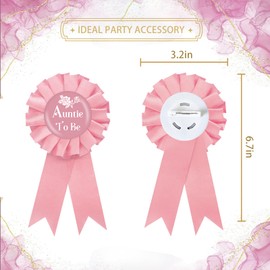 Rose Flower Auntie to Be Tinplate Badge Pin, Pink Floral Best Aunt Ever Pin, Gender Reveal Button for Women, Pink Rosette Auntie to Be Award Ribbon, Flower Baby Shower Party Favors