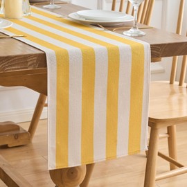 Table Runner Modern Living Room Table Runner Yellow Table Runner Colourful Table Runner Yellow Stripes Polyester Table Runner for Farmhouse Dining Room Kitchen Dining Table Decoration Holiday Party 33