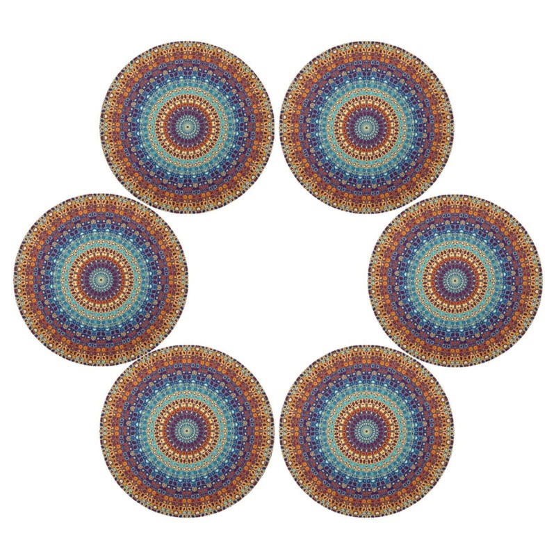 Kigai Mandala Round Placemats Set of 4, Non-Slip Table Mats