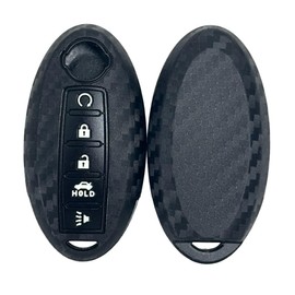 REPROTECTING Silicone Rubber Carbon Fiber Patter Key Fob Cover Compatible with 2013-2023 Nissan Altima SR Armada SL Maxima Murano Pathfinder Rogue Titan Versa Sentra (5 Buttons)