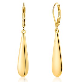 14K Gold Long Teardrop Dangle Earrings for Women Hypoallergenic Drop Leverback Earrings Trendy Gold Plated Long Teardrop Dangle Earings for Women Jewelry Gifts