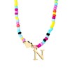 Bunte Perlen-Buchstabenkette für Frauen, Boho Buchstaben-Anhänger Halskette mit Verstellbarer Kette