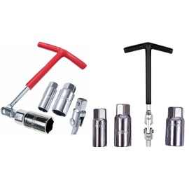 iSeventy9 4pcs Red/Black Spark Plug Socket Wrench Set, T-Handle Spark Plug Socket Removal Wrench Tool 16mm, 18mm & 21mm