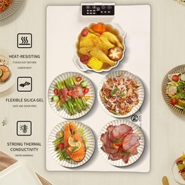 Food Warming Mat, Full Surface Heating Silicone Electric Warming Mat for Food with 5-Level Temp & 1~4-Hour Timer, 8s Fast Heating, Warming Tray for Parties Gatherings Everyday Use