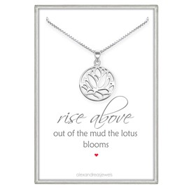 Lotus Flower Necklace for Women, Sterling Silver Lotus Flower Necklace, Inspirational Necklace, Motivational Jewelry, 18 inches